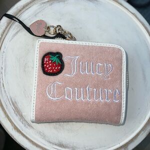 Juicy Couture Sweet Juicy L-Zip Card Case Wallet Pink Diamond Angel Strawberry
